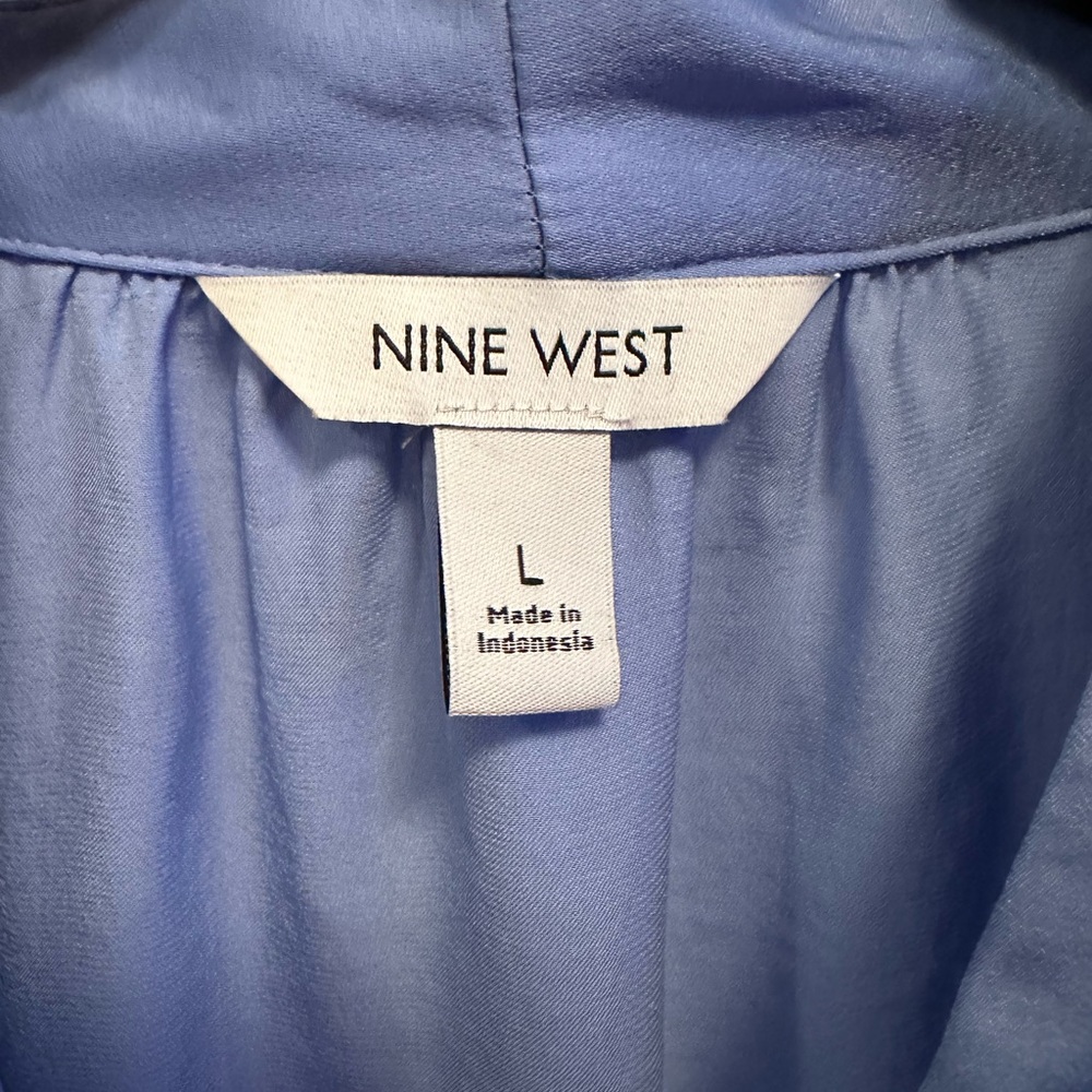 Nine West Light Blue Ruffle Sleeve Blouse NWT - Picture 4 of 13